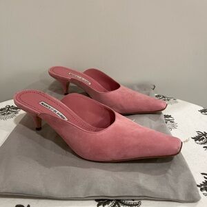 Manolo Blahnik Pink Suede Mules